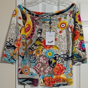 NWT•Blumarine Jeans Made In Italy Cassaca St.Ciniglia Rif/Tess Floral Top•SML🏵️